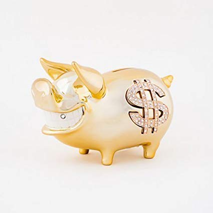 Biggy Piggy Money Bank Goldplated Ceramic