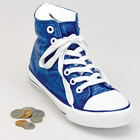 Bits and Pieces - Classic Blue Sneaker Coin Bank - Polyresin Shoe Piggy Bank Makes Great Home Décor Accent