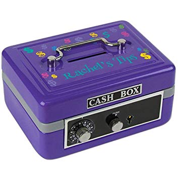 Personalized Dollar Signs Bright Childrens Purple Cash Box