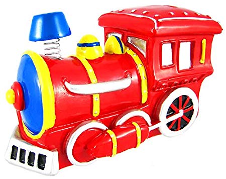 Zeckos Resin Toy Banks Bobble Smoke Stack Train Engine Locomotive Piggy Bank 7 X 4 X 4 Inches Red