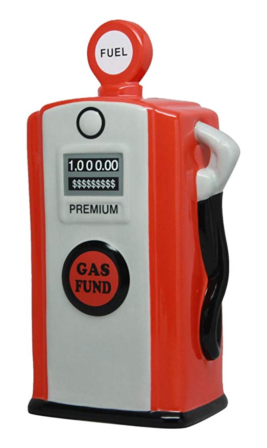 PTC Pacific Giftware Ceramic Gas Pump Savings Piggy/Coin/Money Bank, Red