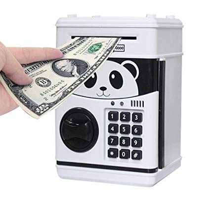 HJIAN Piggy Bank Cartoon Cash Coin Can Password ATM Money Box Children's Money Bank, Toy Banks, Automatic Bill and Coin Jar, Saving Pot (Panda)