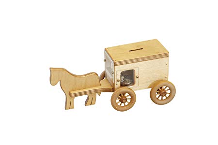 Amish-Made Wooden Toy Horse & Buggy Penny Bank