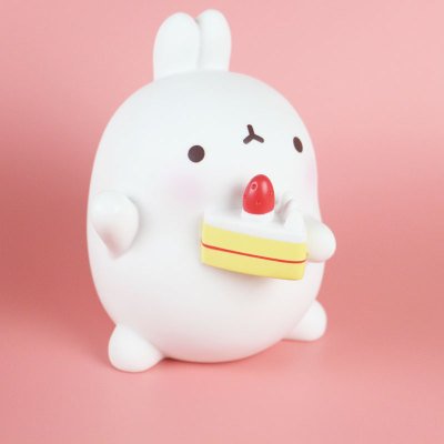 Cute White Molang Bunny with Cake Coin Bank