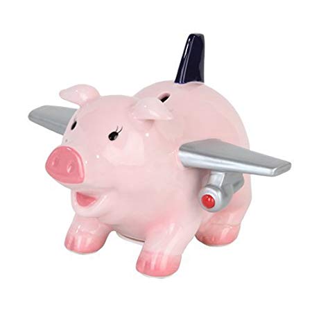PTC Ceramic Airplane Pig Savings Piggy/Coin/Money Bank, 6.5