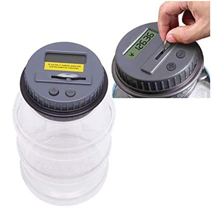 Digital Coin Saving Money Box Jar Automatic Clear Electronic Counting Piggy Bank