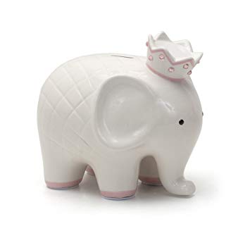 Child to Cherish Ceramic Coco Elephant Piggy Bank for Girls, Pink