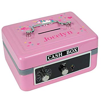 Personalized unicorn Childrens Pink Cash Box
