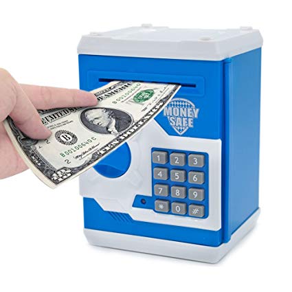 APUPPY Cartoon Password Piggy Bank Cash Coin Can,Electronic Money Bank,Birthday Gifts Toy Gifts for Kids (Blue)