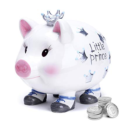 Minigift Crown Large Piggy Bank Prince Coin Bank for Boys