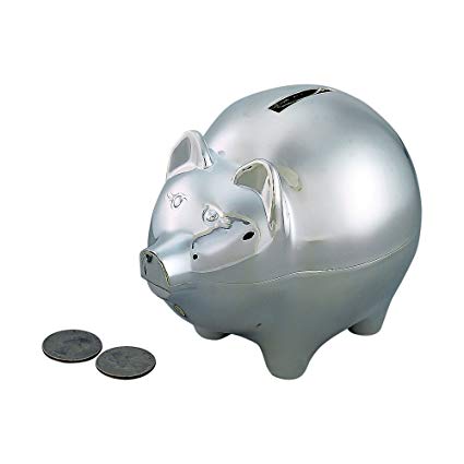 Creative Gifts Pig Bank, Large, Nickel Plated.