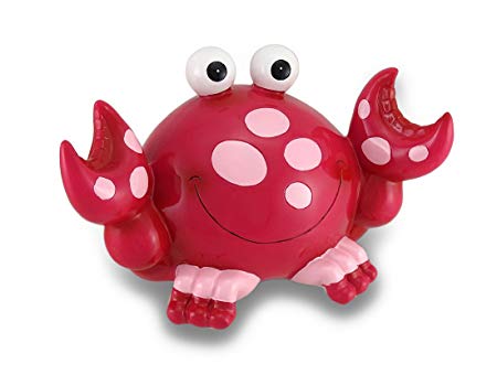 Zeckos Resin Girls Toy Banks Whimsical Smiling Polka Dot Crab Coin Bank Piggy Bank 12 X 7 X 7.5 Inches Red