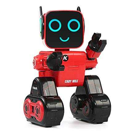 JJRC Remote Control Robot, R4 RC Robot (Interactive Robot + Large Capacity Coin Bank + Voice Recording and Alerting + Programming and Obstacle Avoidance + Personal Delivery Assistant) for Kids (Red)