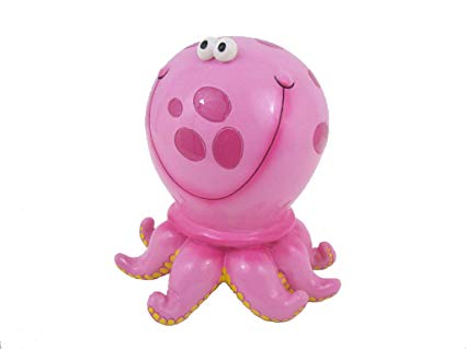Zeckos Resin Toy Banks Pink Polka Dot Octopus Savings Money Bank Piggy 6 X 6 X 5 Inches Pink