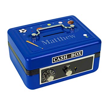 Personalized Blue Sports Cash Box