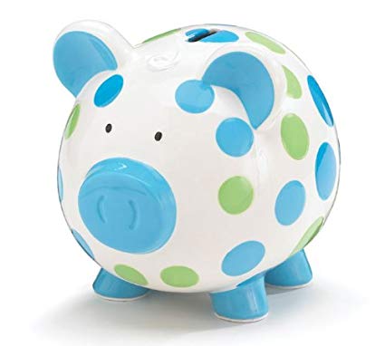 Dashing Dots Collection Blue And Green Polka Dot Piggy Bank Adorable Baby/Toddler Gift