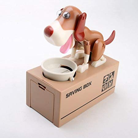 HLJgift My Dog Piggy Bank - Robotic Coin Eating Munching Toy Money Saving Box