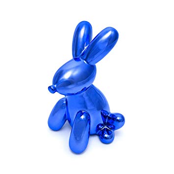 Made by Humans Balloon Bank Bunny, Cool and Unique Ceramic Piggy Bank with High-Gloss Finish - Blue