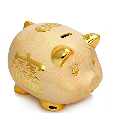 FeiYa The Classical Golden Pig Piggy Bank Coin Bank Penny Bank