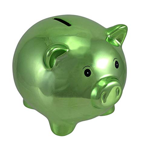 Zeckos Ceramic Toy Banks Metallic Green Ceramic Piggy Bank 5 1/2 In. 5.5 X 4.75 X 4.5 Inches Green