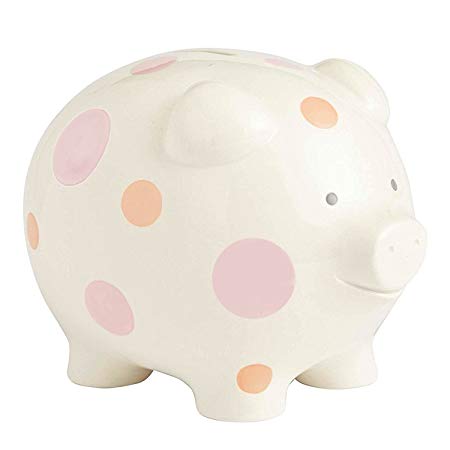 Beginnings by Enesco Big Polka Dot Piggy Bank, 7 inches, Pink
