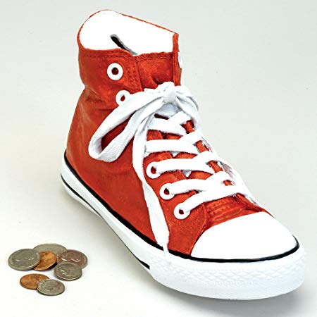 Bits and Pieces - Classic Red Sneaker Coin Bank - Polyresin Shoe Piggy Bank Makes Great Home Décor Accent