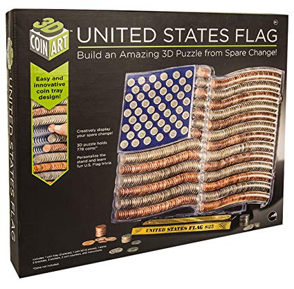 3D Coin Art United States Flag Bank Build an Amazing Puzzle from Spare Change