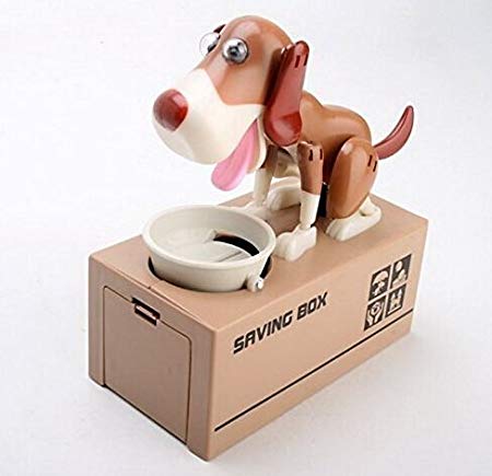 NO:1 Cute Eating Coin Dog Piggy Bank - Brown Dog