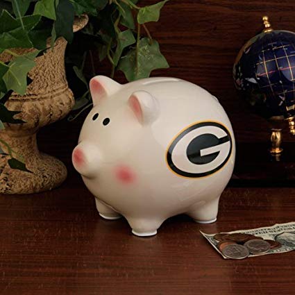The Memory Company NFL Green Bay Packers Team Ceramic Piggy Bank