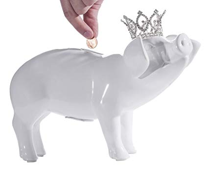 Piggy bank with crystal crown