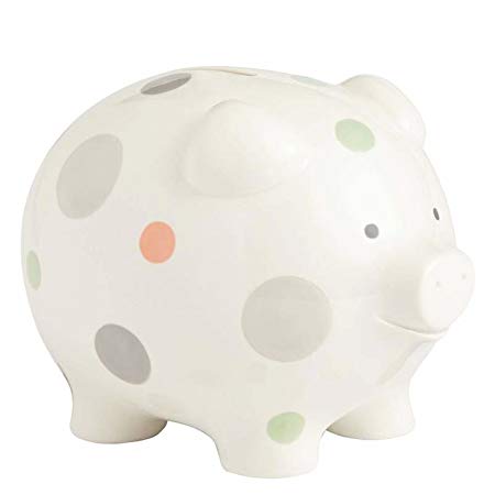 Beginnings by Enesco Big Polka Dot Piggy Bank, 7 inches, Multicolor