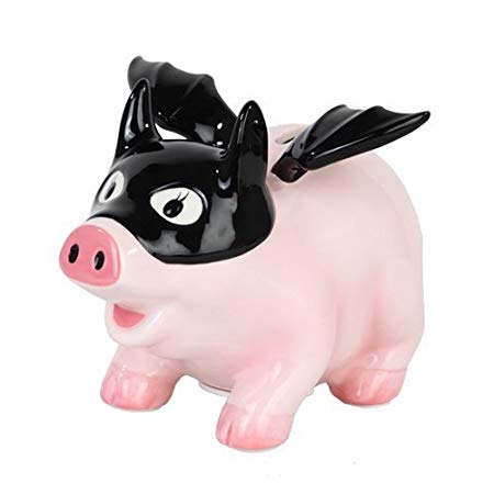 PTC Pacific Giftware Ceramic Bat Pig Savings Piggy/Coin/Money Bank, 6.5