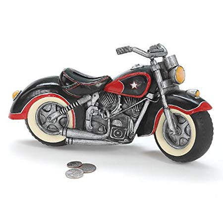 Black & Red Motorcycle Shaped Piggy Bank home decor