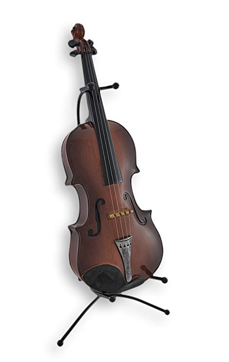 Zeckos Resin Toy Banks Classical Violin Statue Coin Bank With Stand 6.75 X 16.5 X 8 Inches Brown