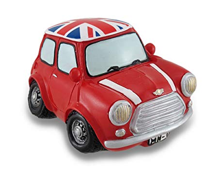 Zeckos Vintage Style Union Jack Mini Cooper Coin Bank Car Piggy Bank Resin Toy Banks Red