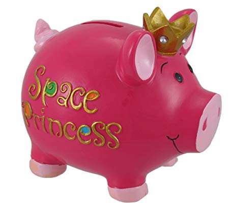 Zeckos Resin Girls Toy Banks Hot Pink `Space Princess` Piggy Bank 6.5 X 5.75 X 5 Inches Pink