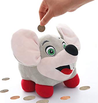 Funny Talking Mouse Plush Piggy Bank with Light-up Cheeks | Savings/Coin/Money Box for Kids | Large Stuffed...