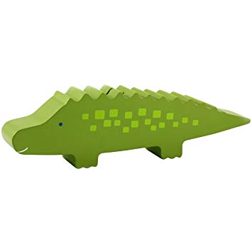 Pearhead Wooden Alligator Piggy Bank, Green