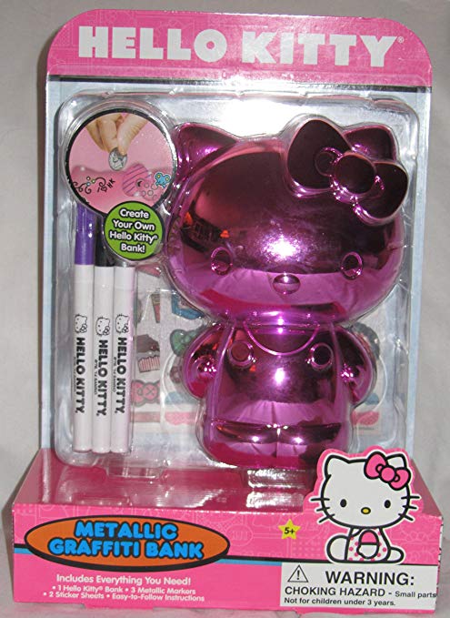 Create Your Own Hello Kitty Metallic Graffiti Bank, Markers and Stickers