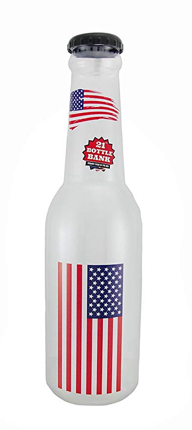 Zeckos Plastic Toy Banks American Flag Jumbo 21 Inch Tall Bottle Coin Bank Usa 6 X 21 X 6 Inches Multicolored