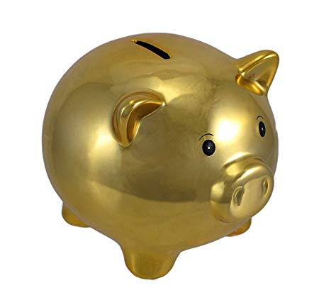 Metallic Gold Ceramic Piggy Bank 5 1/2 In.