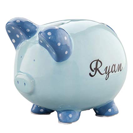Personalized Ceramic Kids Piggy Bank by Miles Kimball - Blue