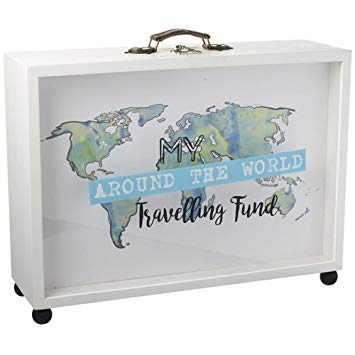 Around The World Travelling Fund Money Box (19.5inch x 13.5inch x 6inch) (White)