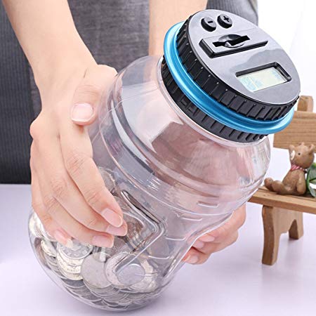 AblueA Piggy Bank Digital Automatic Counting Coin Bank Jar Large Money Saving Box Change Container with LCD Display (Fits for All American Coins)