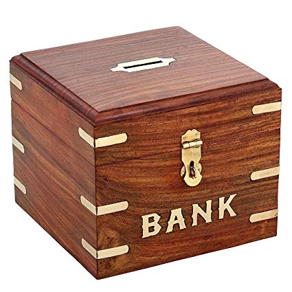 Handmade Money Box Wooden Piggy Bank For Boys Girls And Adults (Design1)